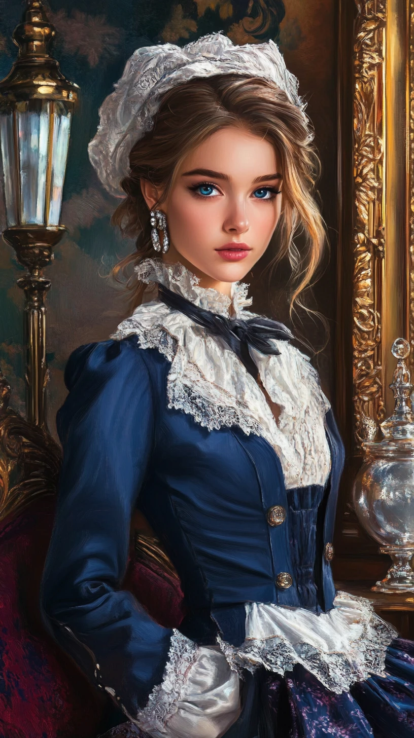 Elegant fantasy woman on a night city waterfront