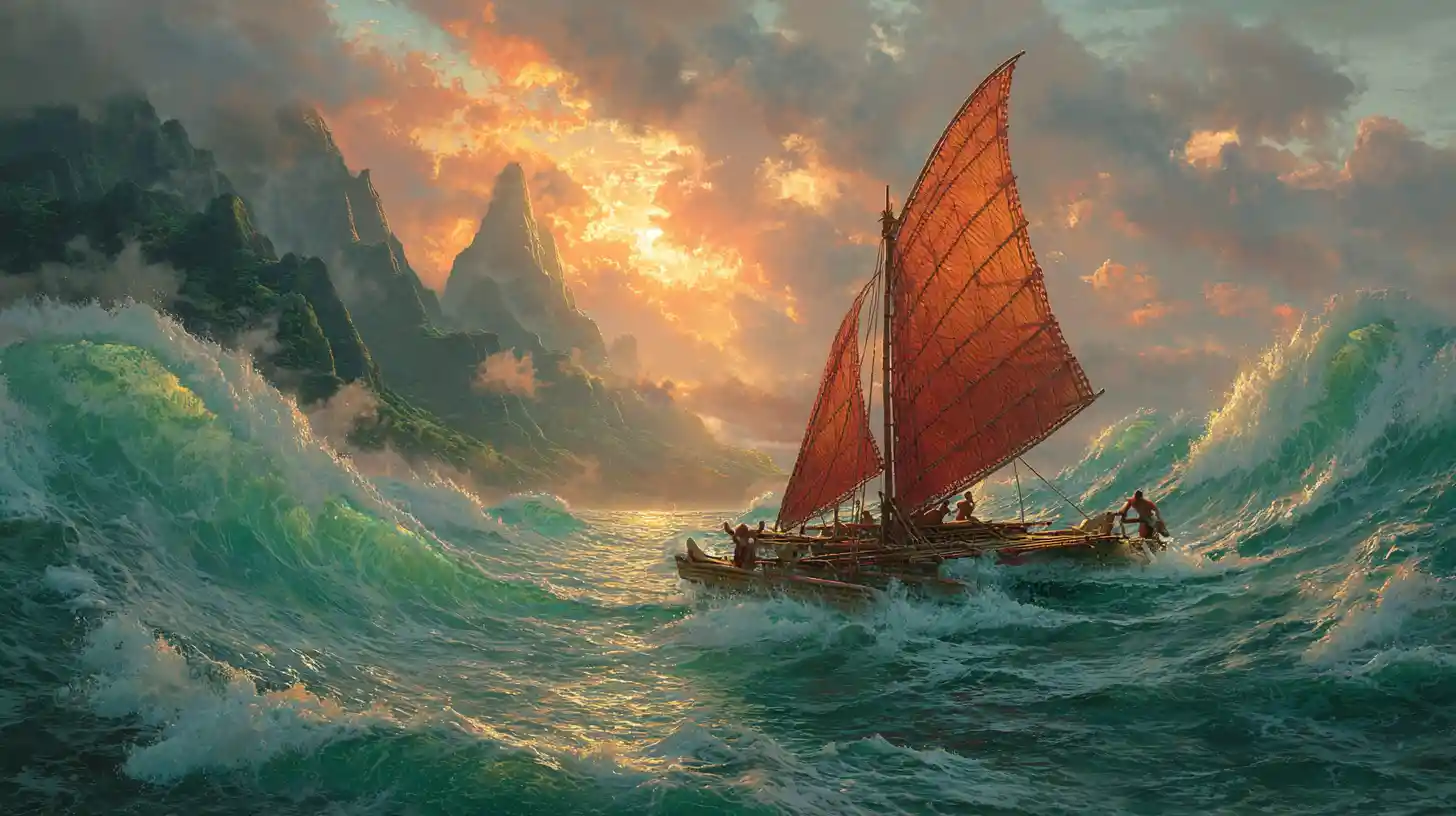 Traditional Sailboat Battles Massive Storm Waves At Sea