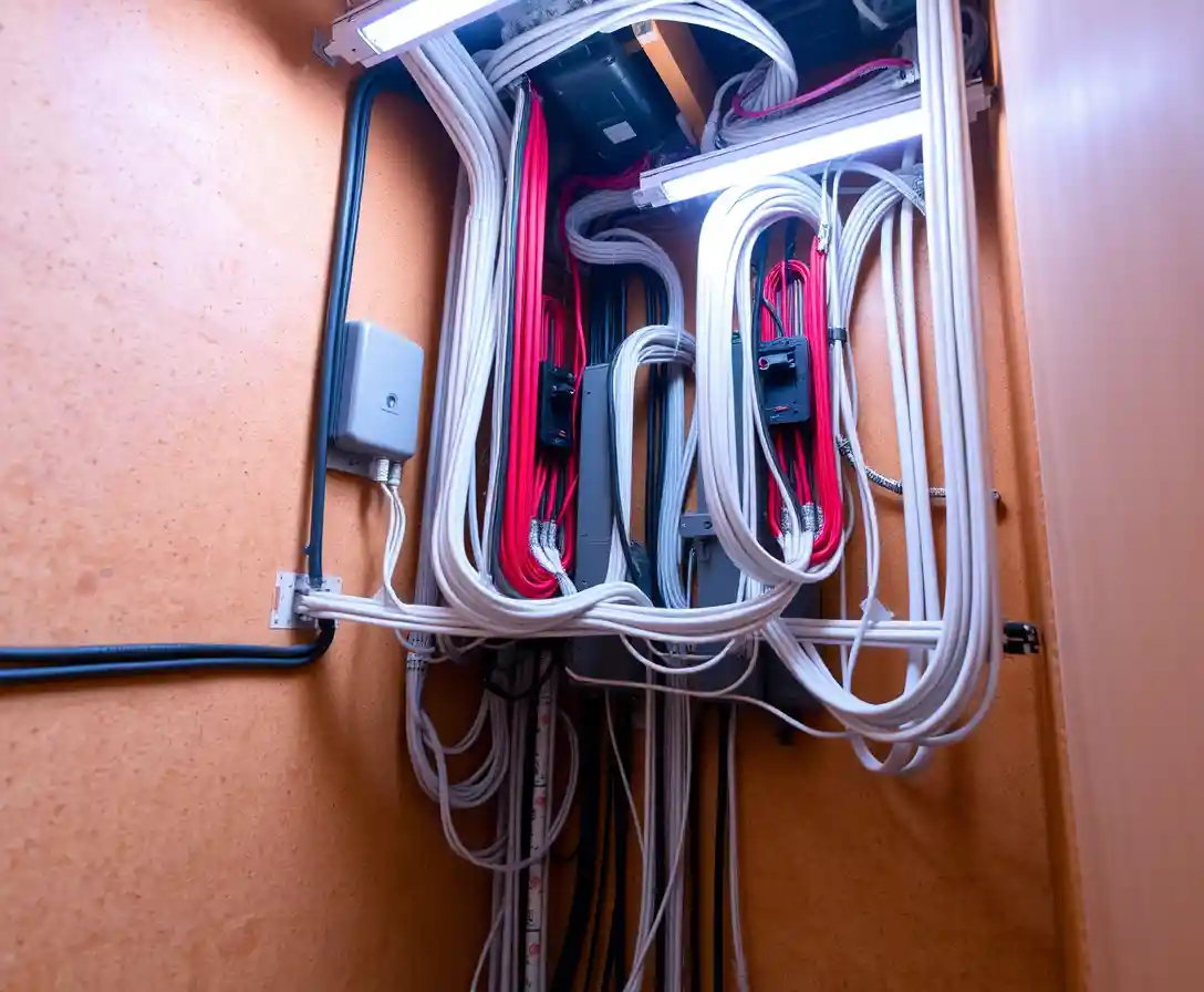 Organized Electrical Conduits Inside An Interior Wall Cavity