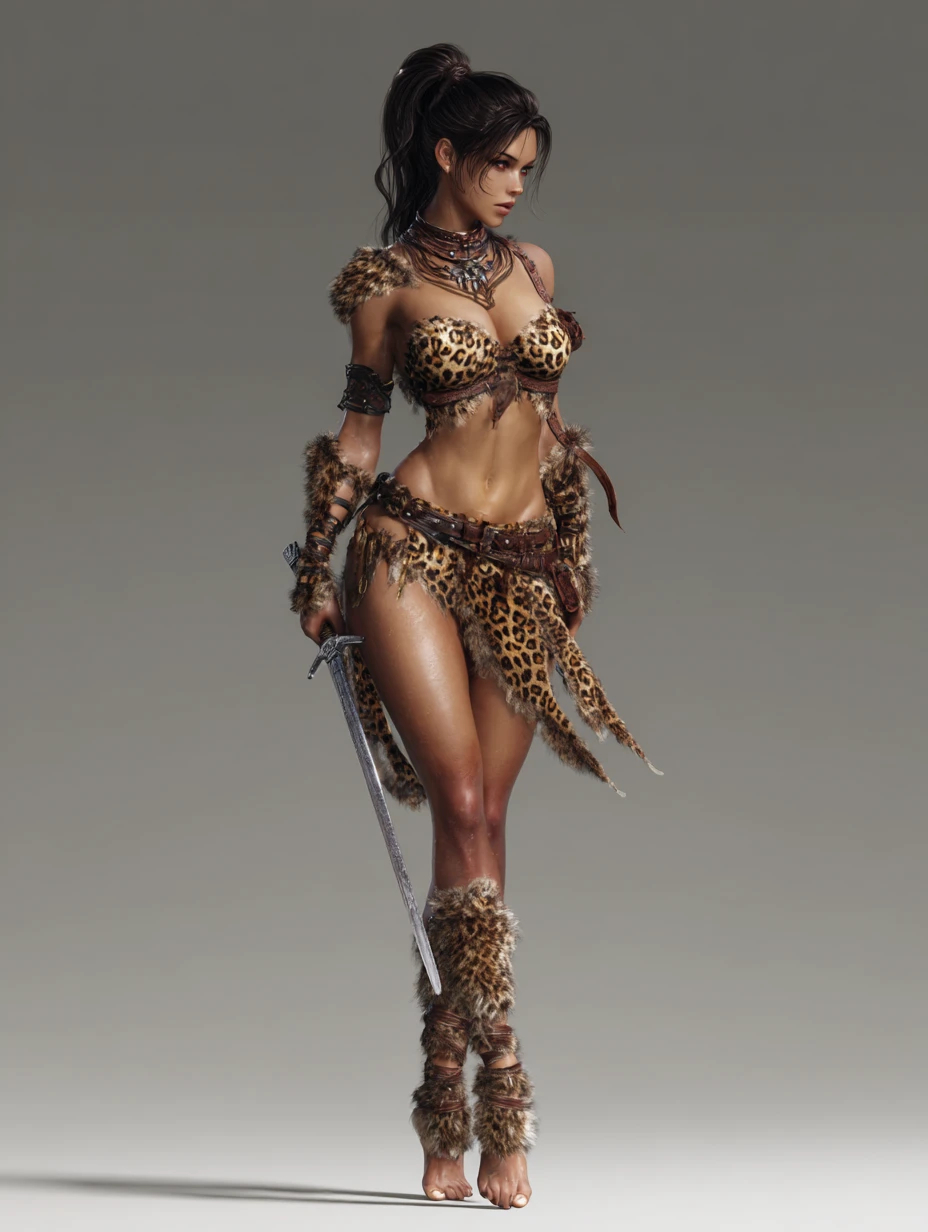 3Dフルボディビューのアスリート系女性バーバリアン戦士