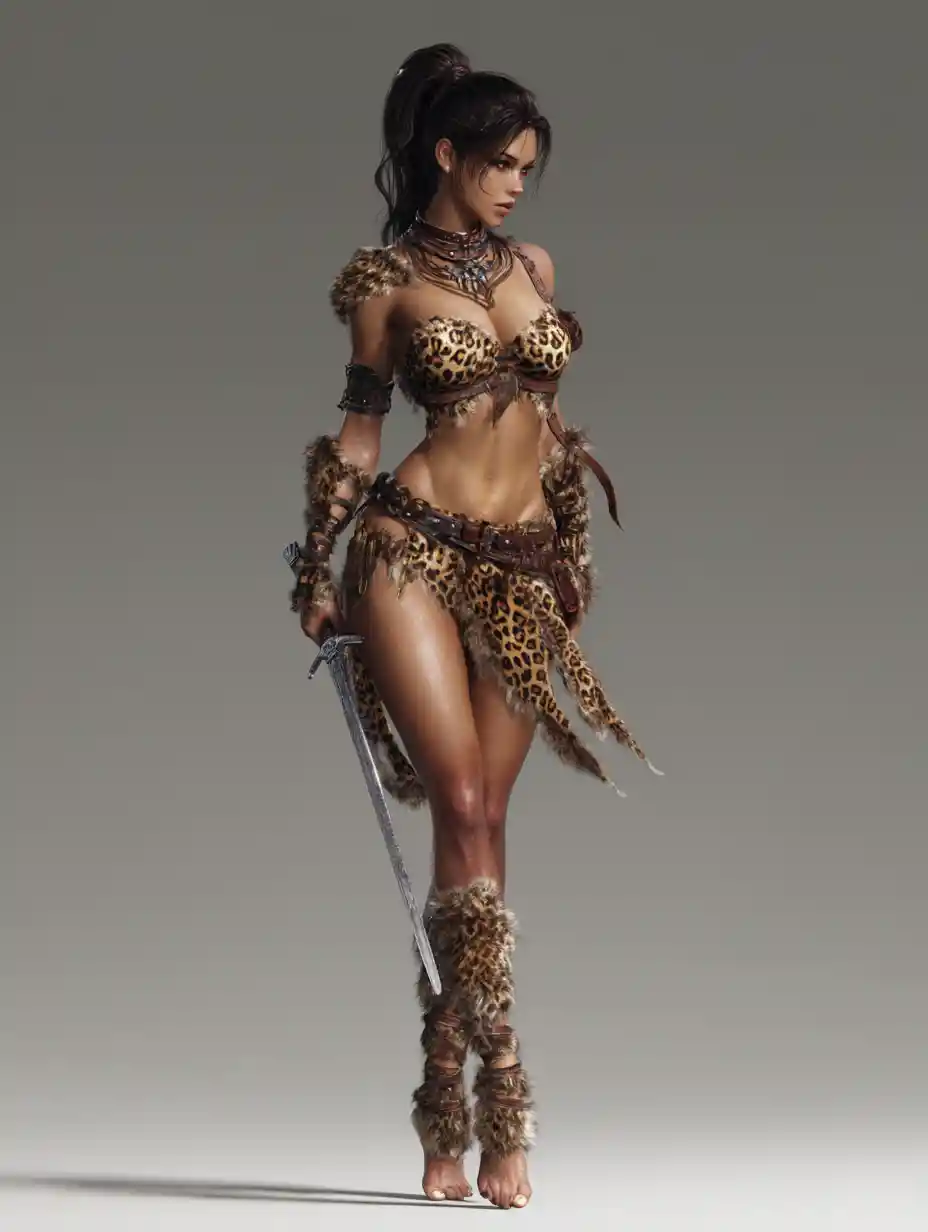 3D 풀바디 뷰의 탄탄한 여성 야만 전사
