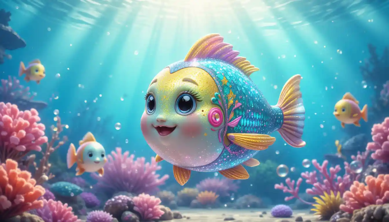 魔幻海底世界中的繽紛 3D 卡通魚