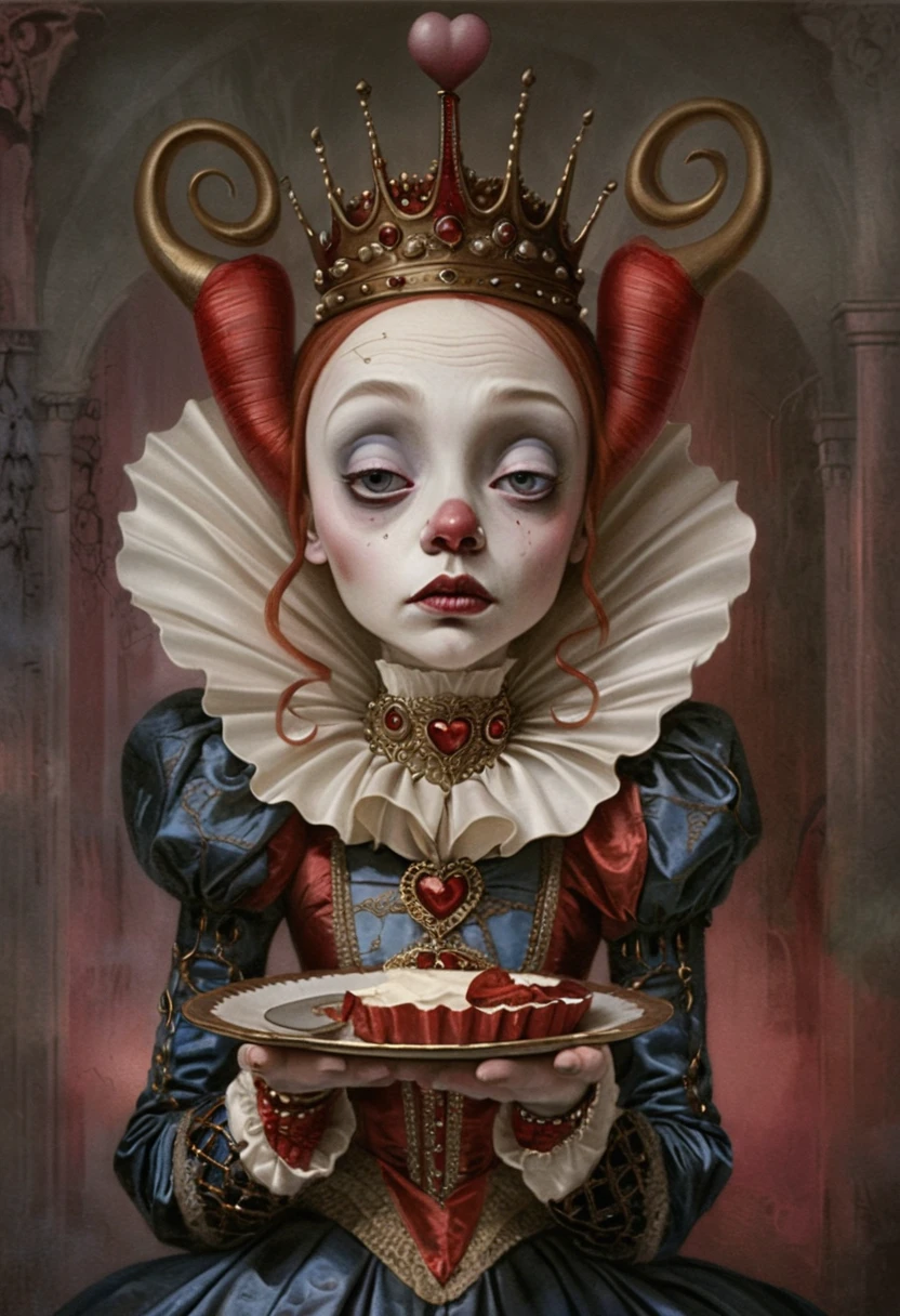 Melancholic Queen Of Hearts Portrait In Gothic Fantasy Style