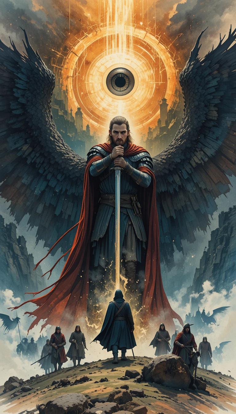 Illustration graphique d’un seigneur des ténèbres sur un champ de bataille fantastique