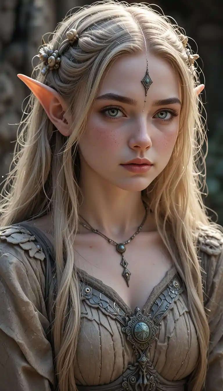Immortal elf standing in a mystical mythical realm