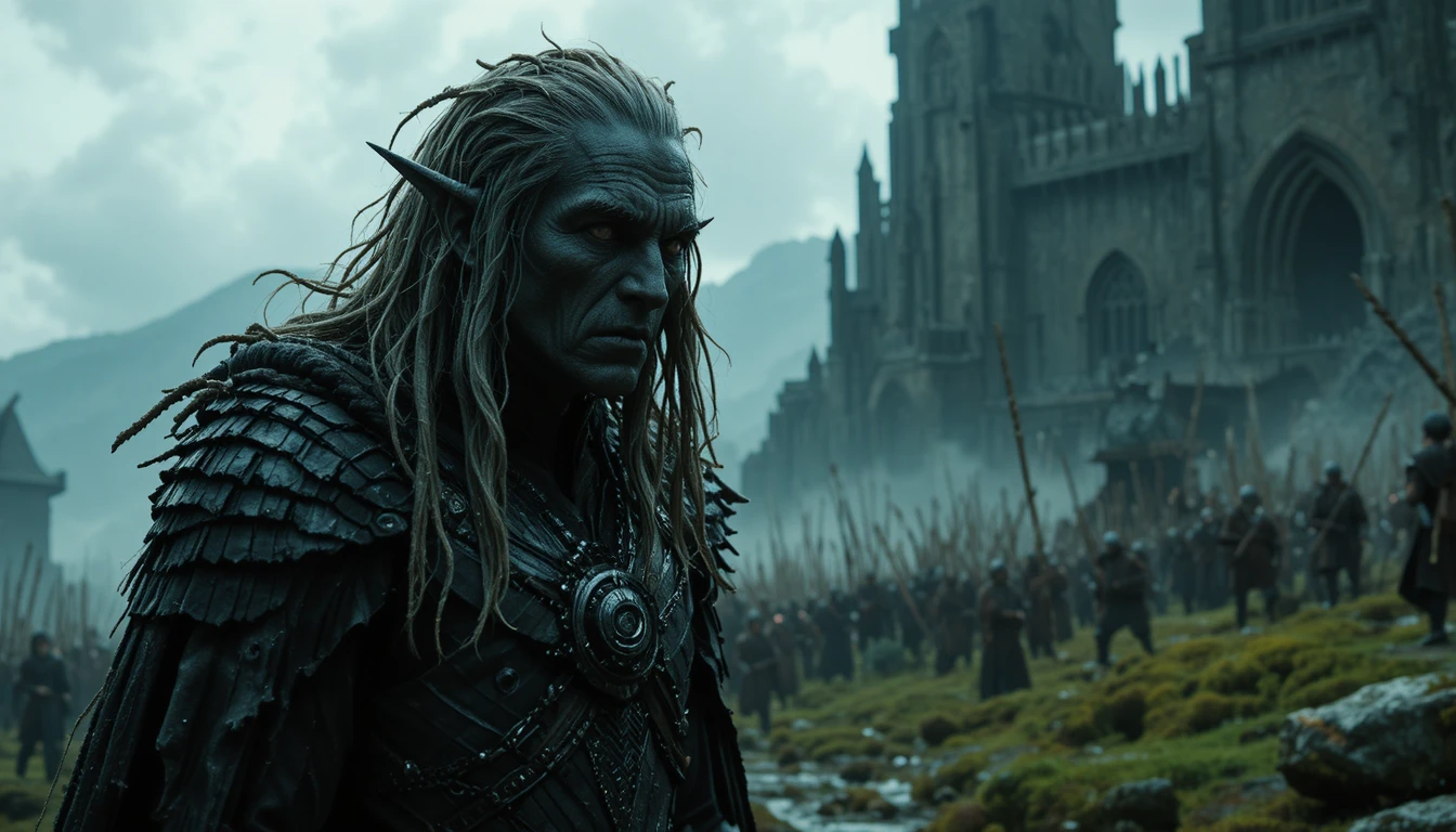 Dunkle Festung von Gondor unter Saurons überwältigendem Angriff