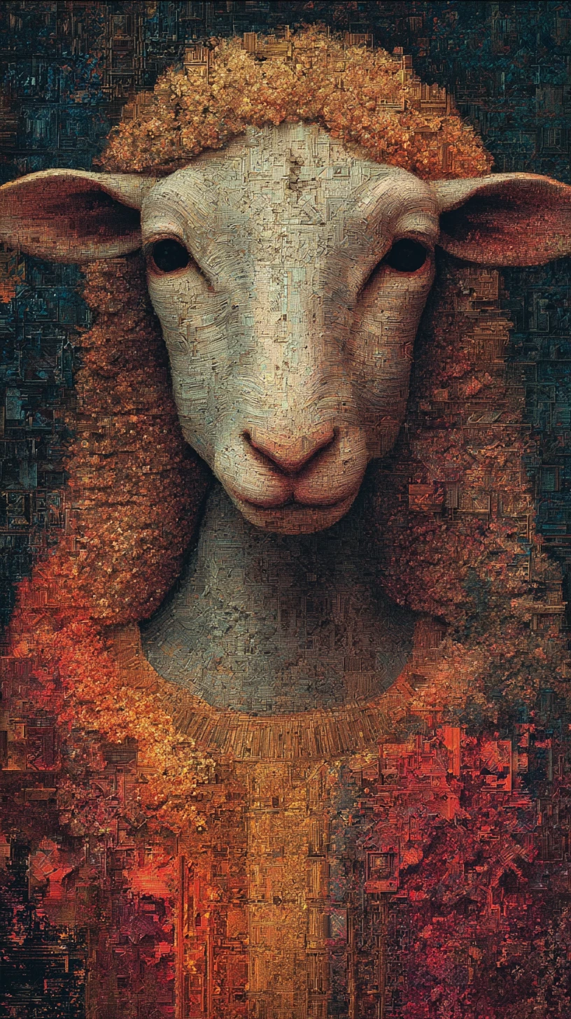 Retrato surreal en primer plano de una antigua deidad oveja