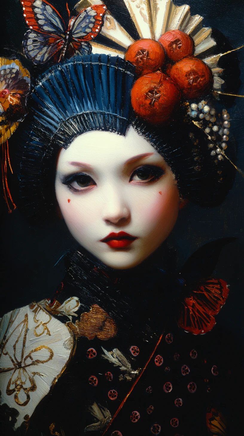 Dramatic Madam Butterfly Portrait In Theatrical Style