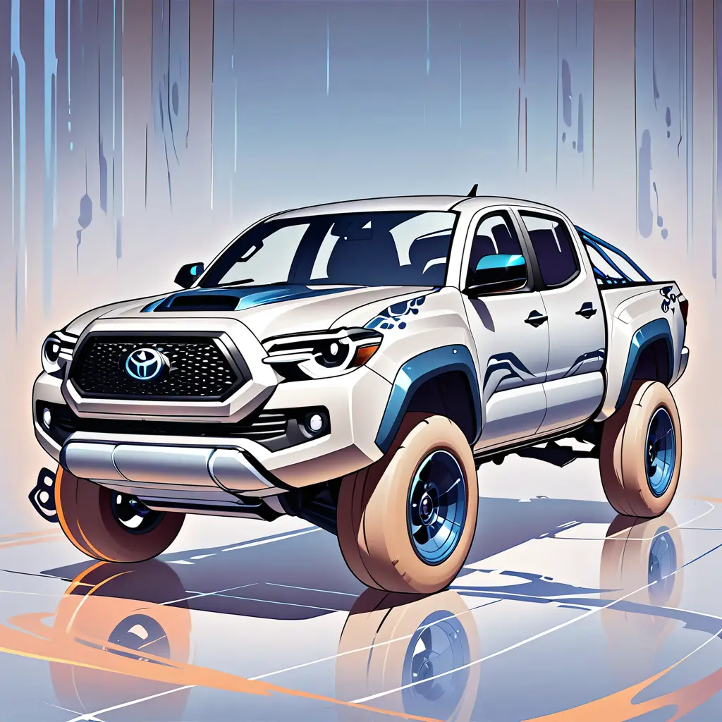 Colorful neon illustration of a Toyota Tacoma truck