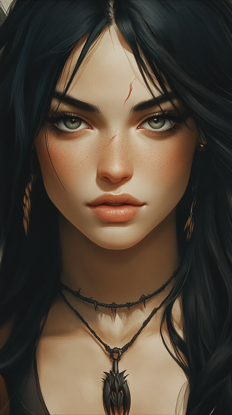 Young enigmatic witch standing with confident divine presence