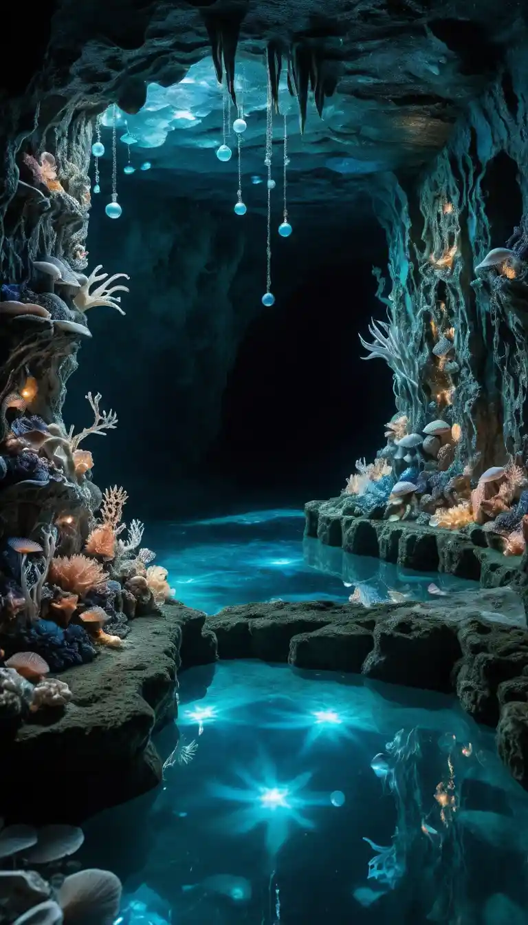 Winzige Meervolk-Stylisten flechten leuchtende Seegrashaar unter Wasser