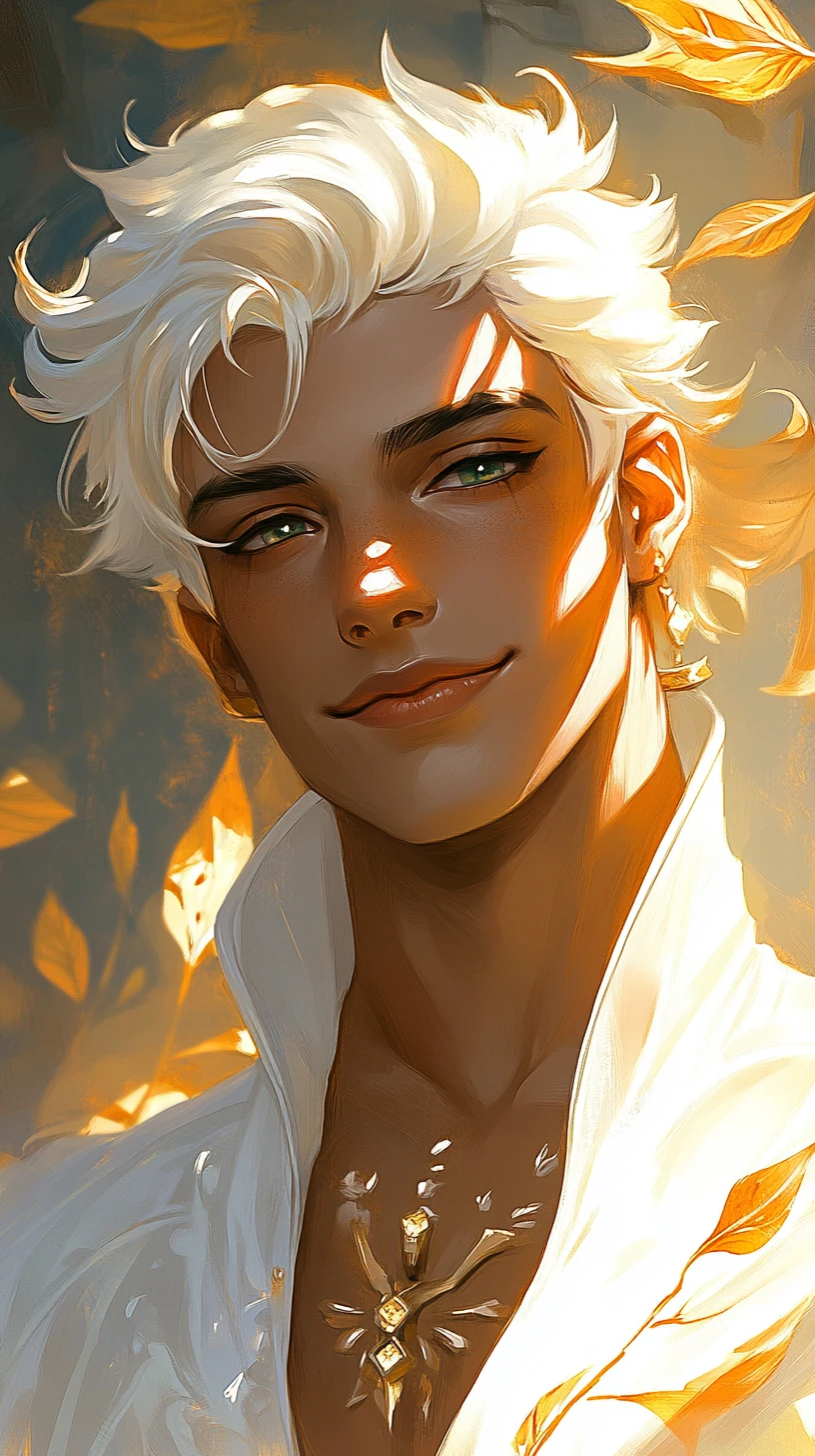 Young fantasy mage with divine and confident presence