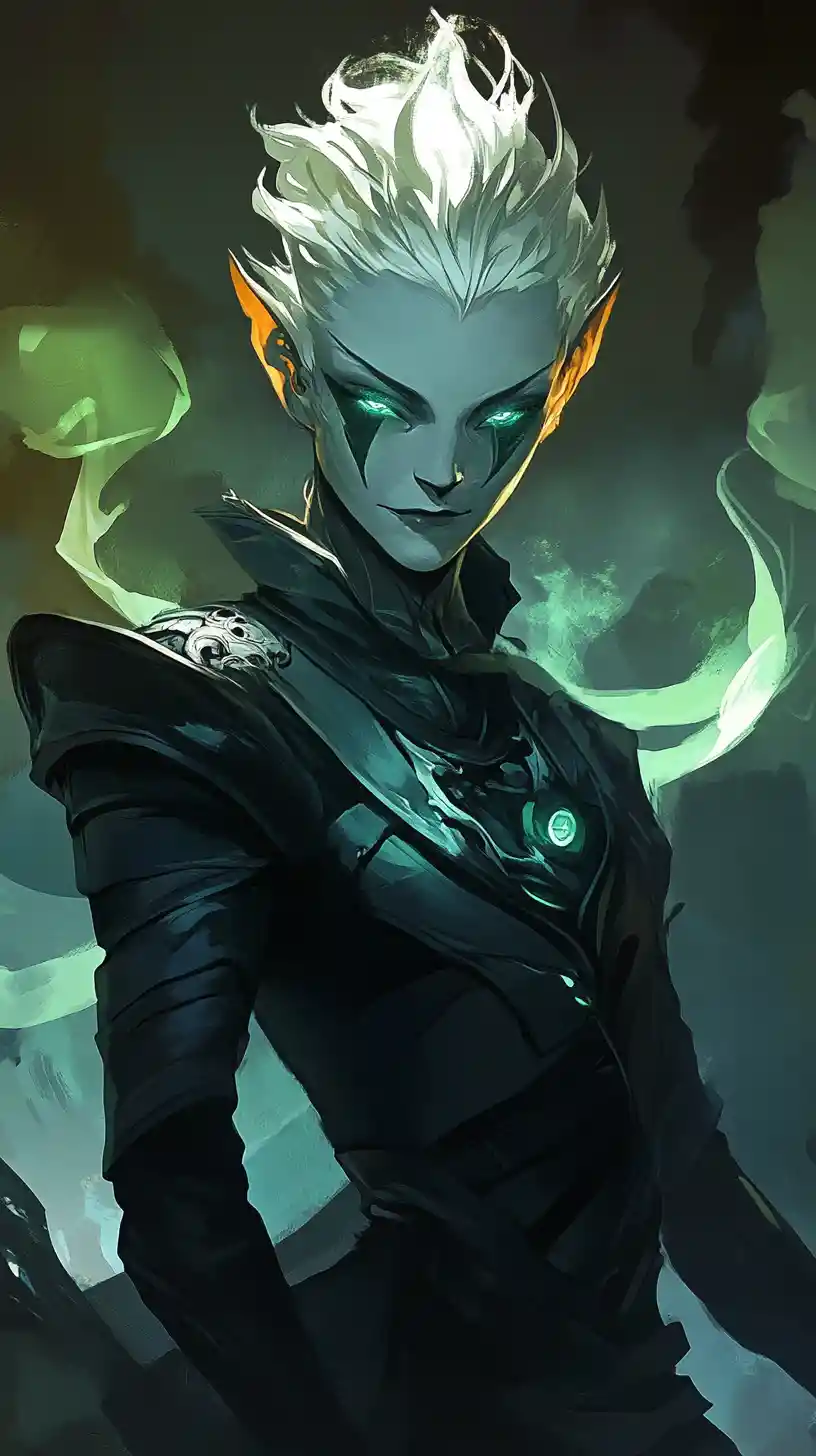 Young fantasy mage with divine and confident presence
