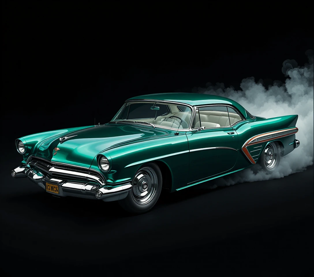 Concept car retrò stile Mercury 1955 in verde smeraldo