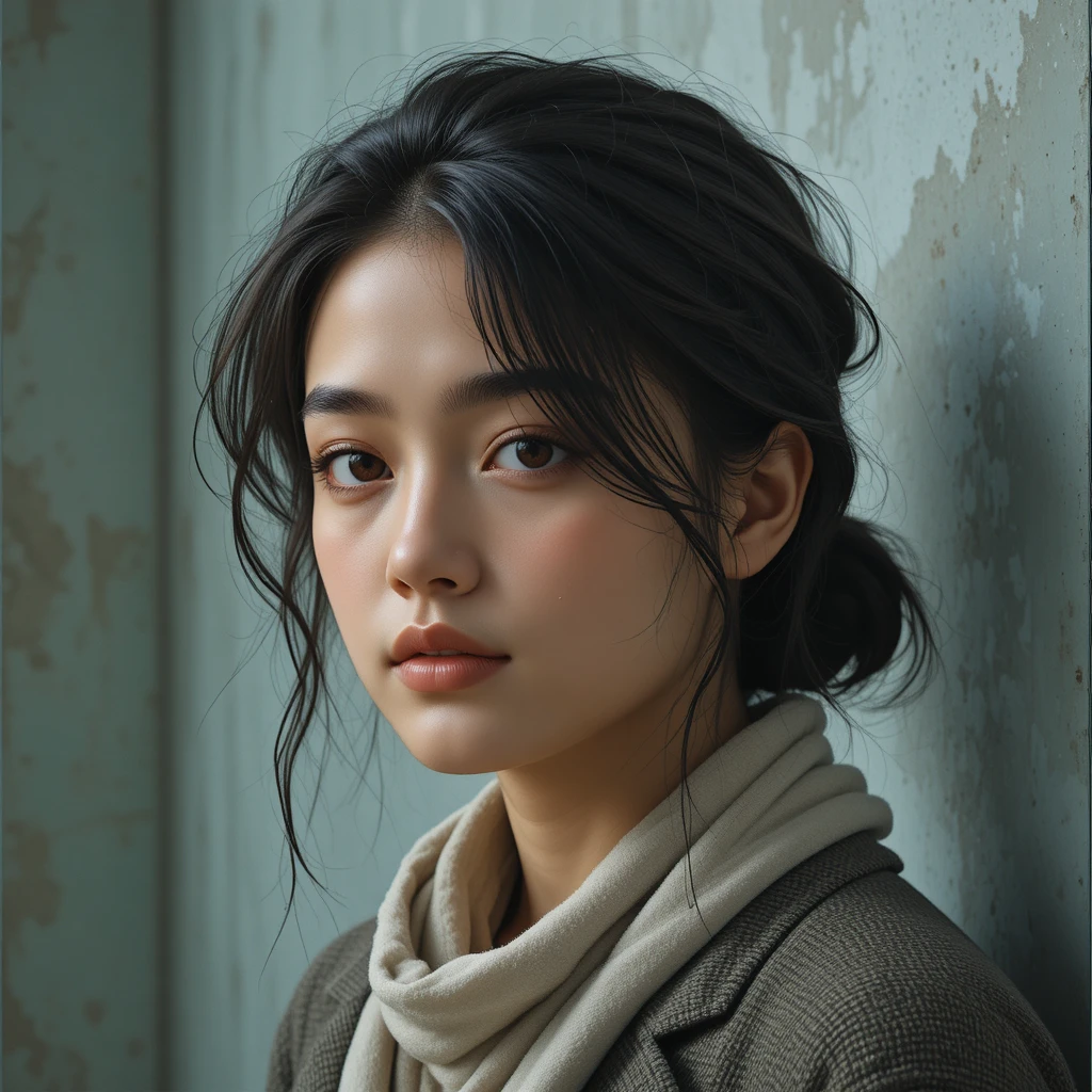 Close up portrait of a young person in warm side light