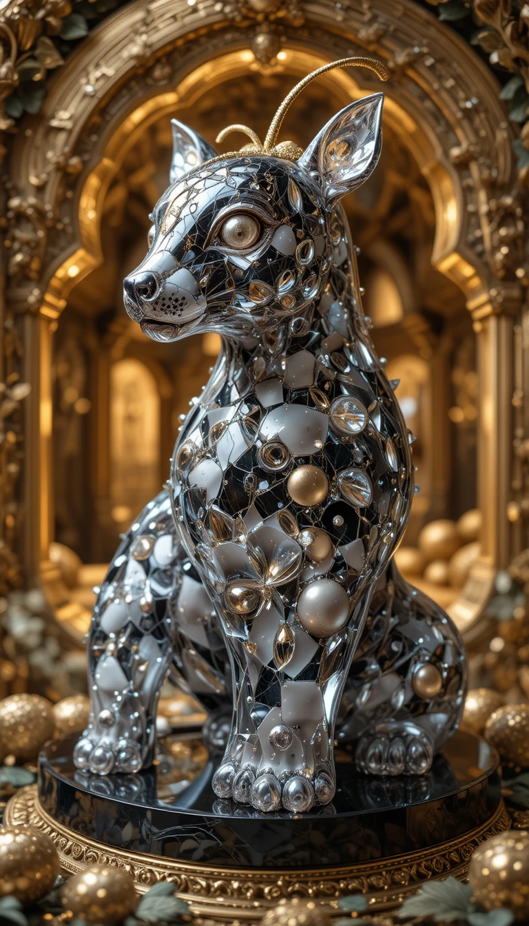 Fresa surrealista de porcelana 3D con formas abstractas cristalinas