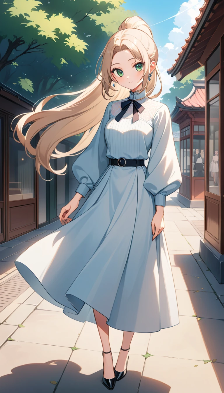 Confident Anime Woman In Sunlit Outdoor Full Body Portrait