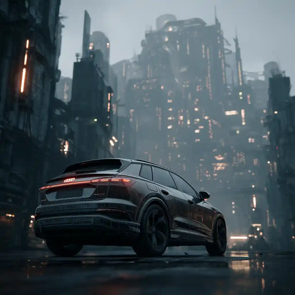 ディストピアSF都市の近未来的なAudi SUV