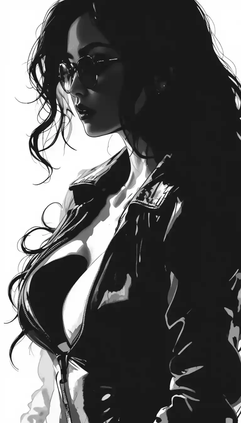 Stylish young woman in glasses with open jacket portrait