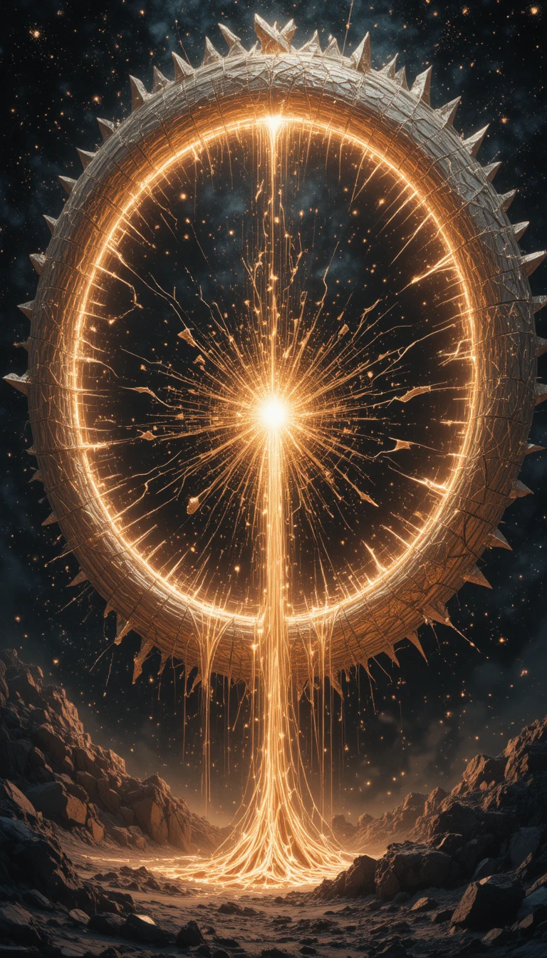 Fracturing Cosmic Dragon Wheel Exploding Into Shimmering Shards