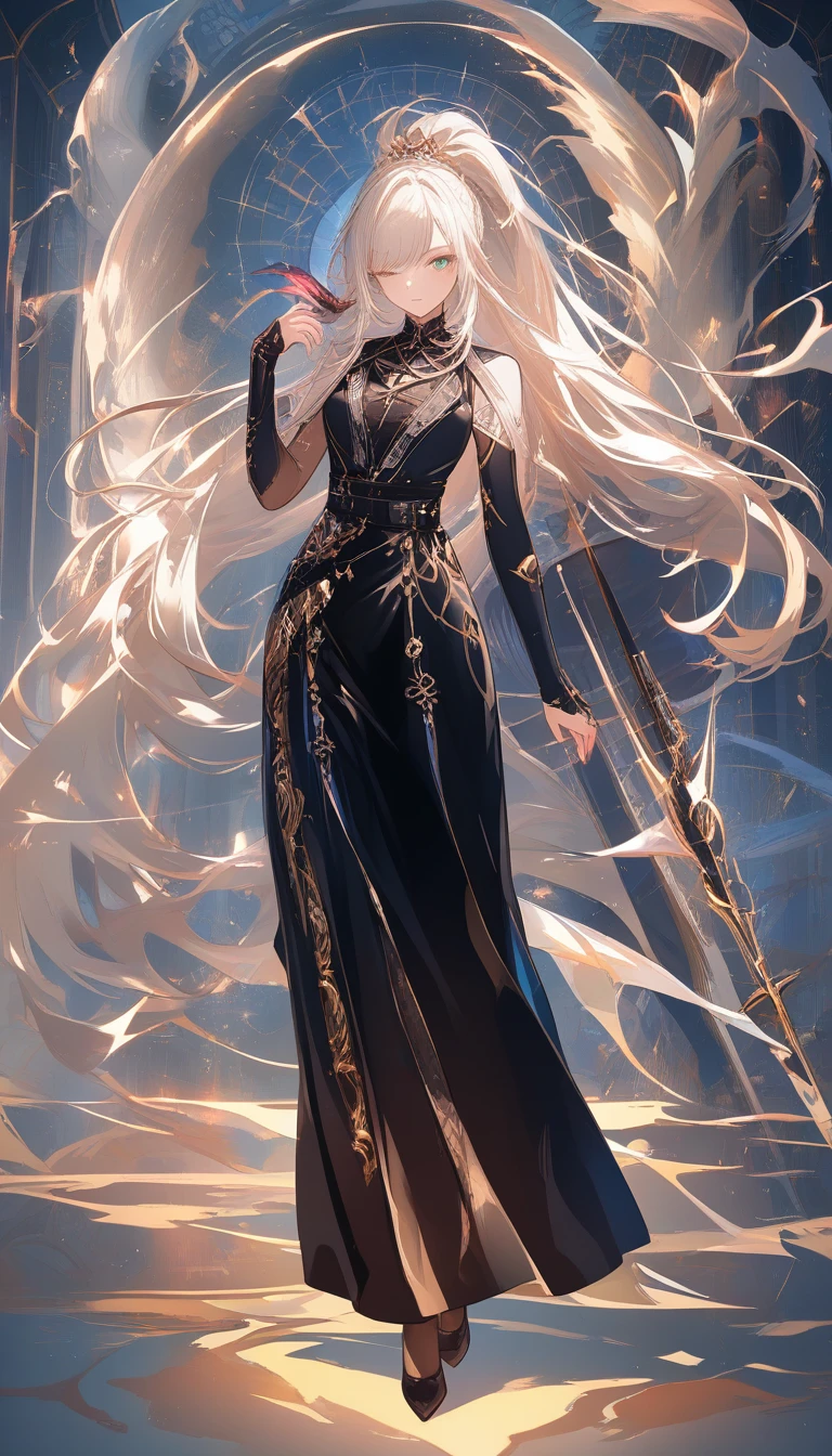 Confident anime woman standing outdoors in bright sunlight