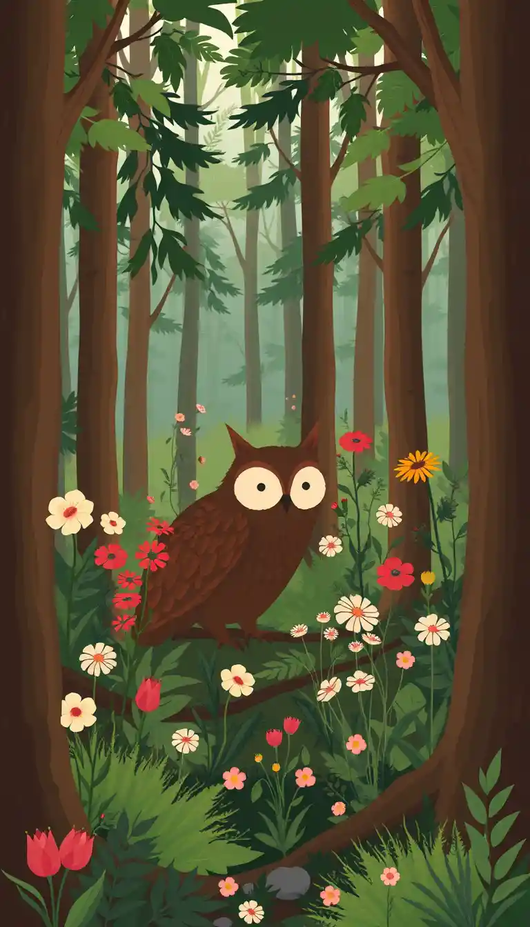 Dolce cucciolo di orso con salopette in una scena di foresta piatta