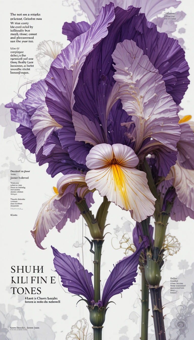 Vector floral graphic flyer with white yellow and purple freesia