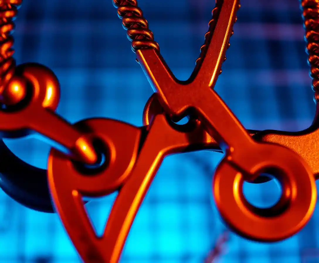 Close up abstract view of metallic legal structure elements