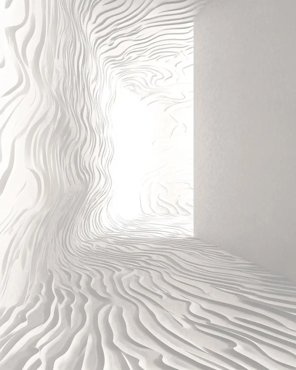 Minimal white geometric pattern on a seamless white wall