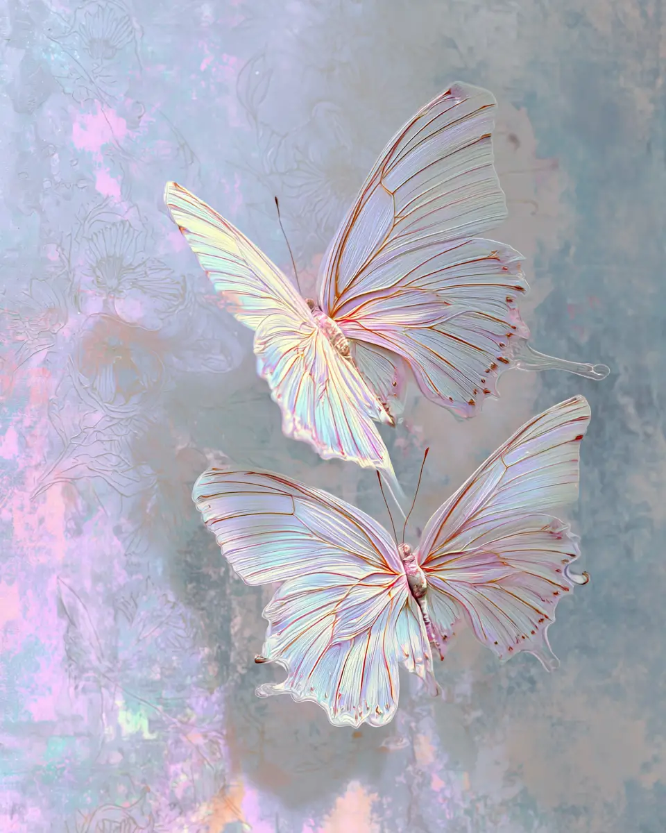 Two Butterflies In A Dreamy Fantastical Spring Scene