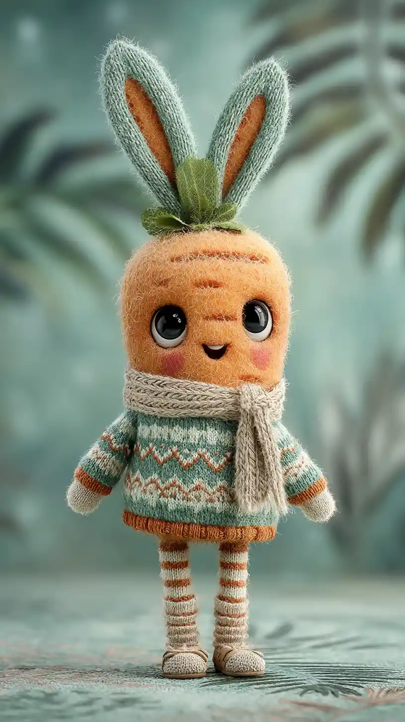Cute walking carrot character with striped stockings