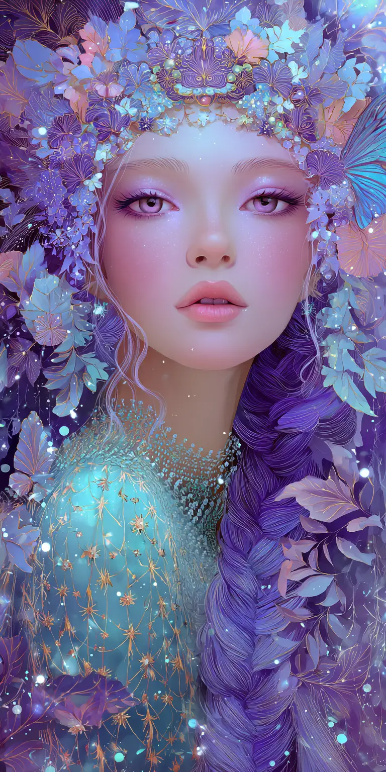 Mystical woman in an enchanting fantasy forest portrait