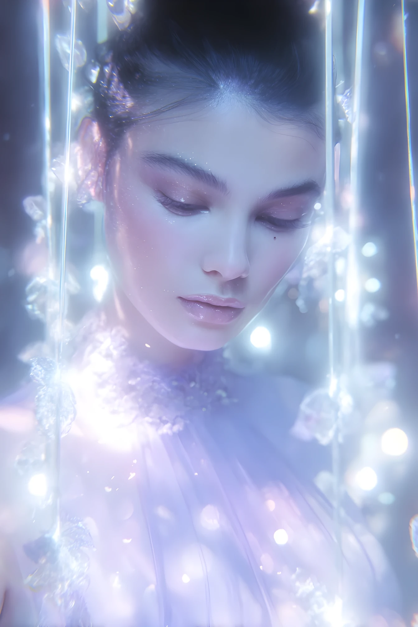 Mystical anime guardian surrounded by glowing cosmic light