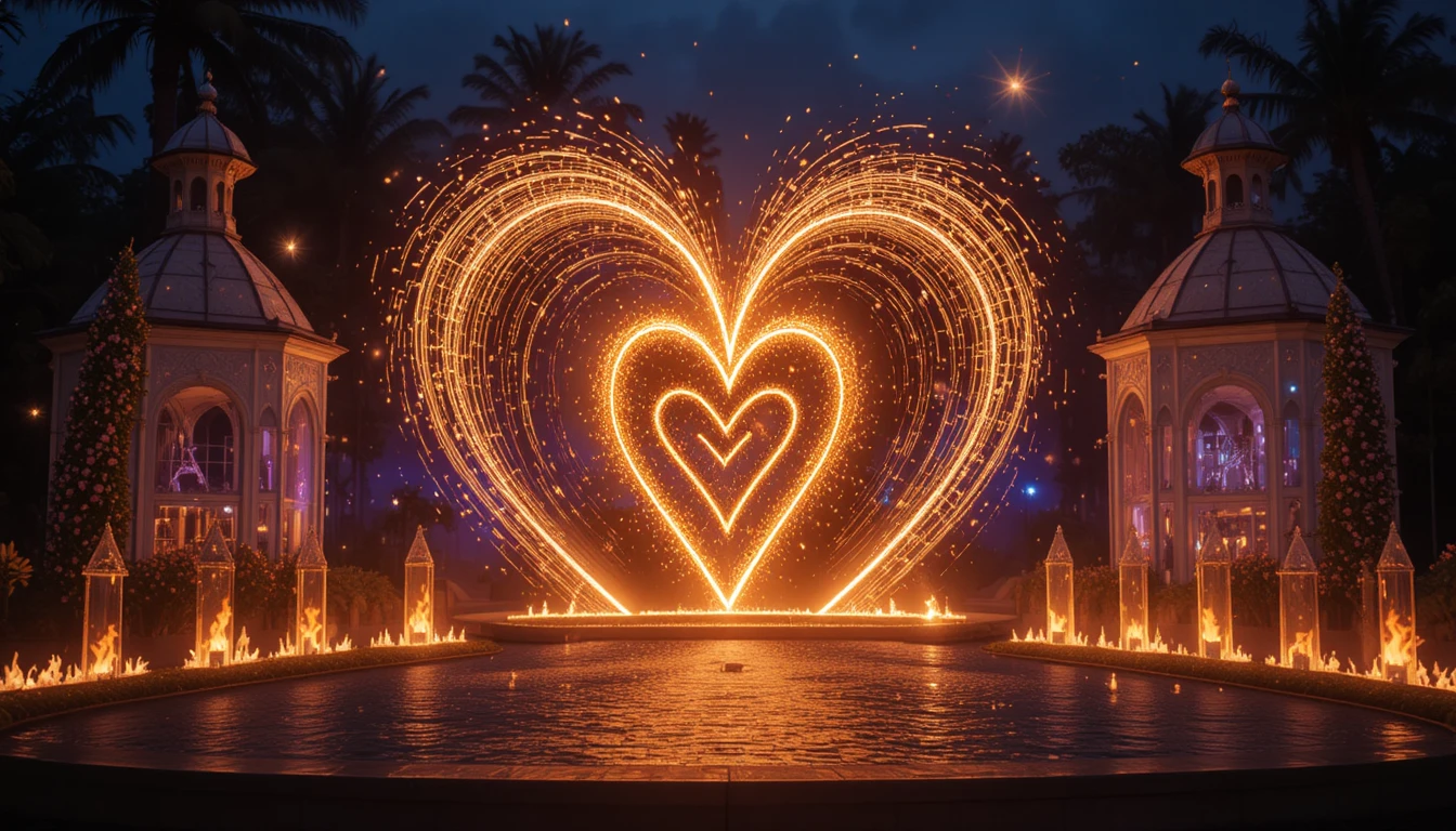 Heart Of Burning Fountains For Romantic Wedding Celebration