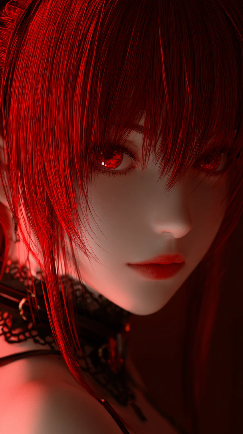 Gothic anime hearts glowing in a romantic red aura