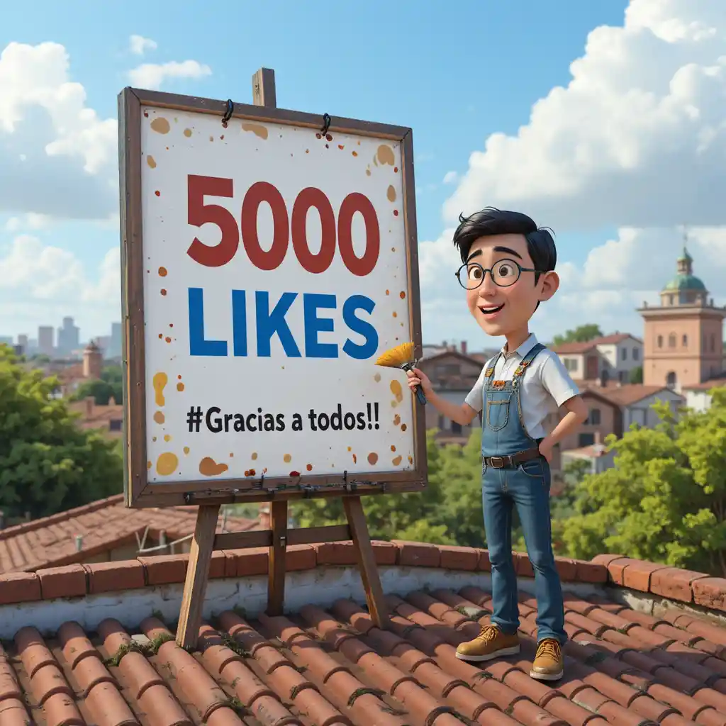 3D rooftop artist beside a large thank you poster