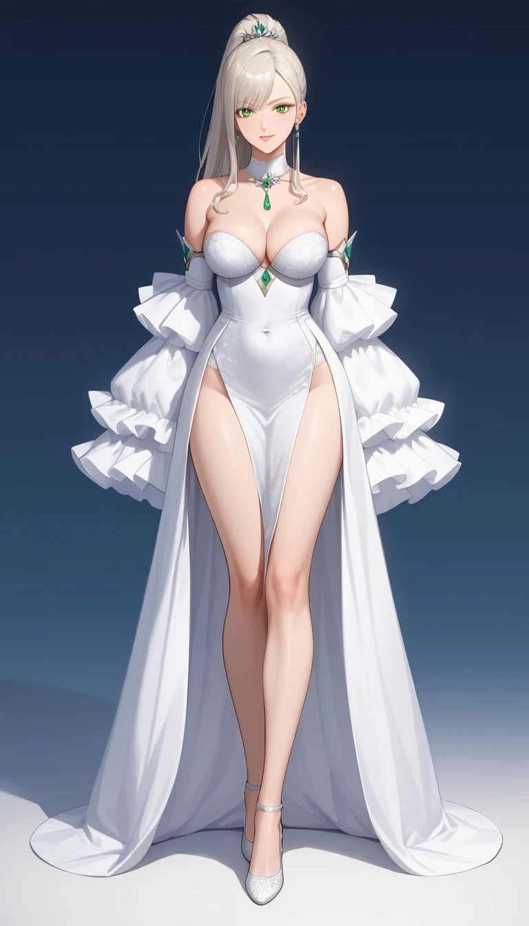 Confident anime woman standing outdoors in sunlight