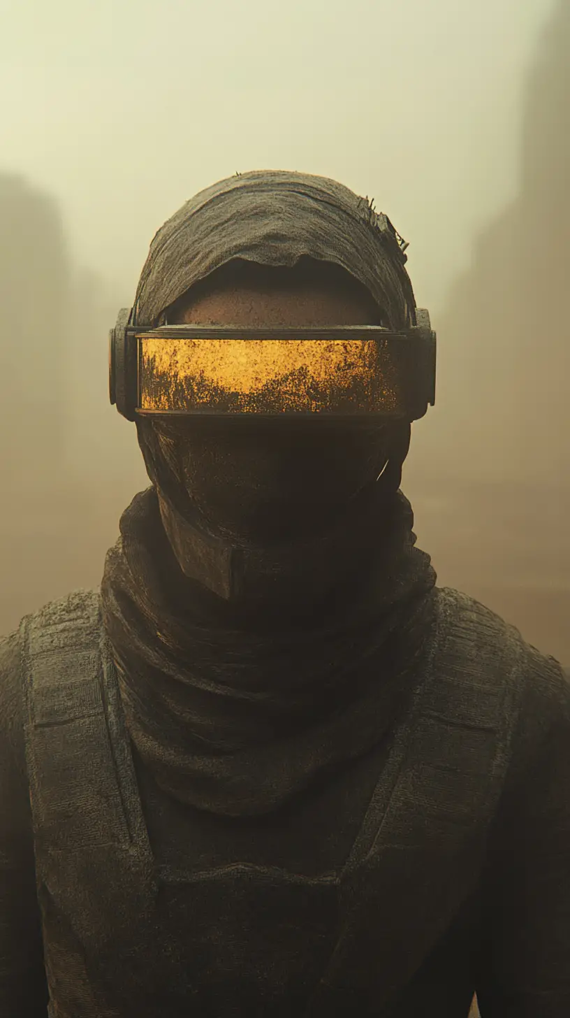 Woman with cybernetic arm in a futuristic desert city