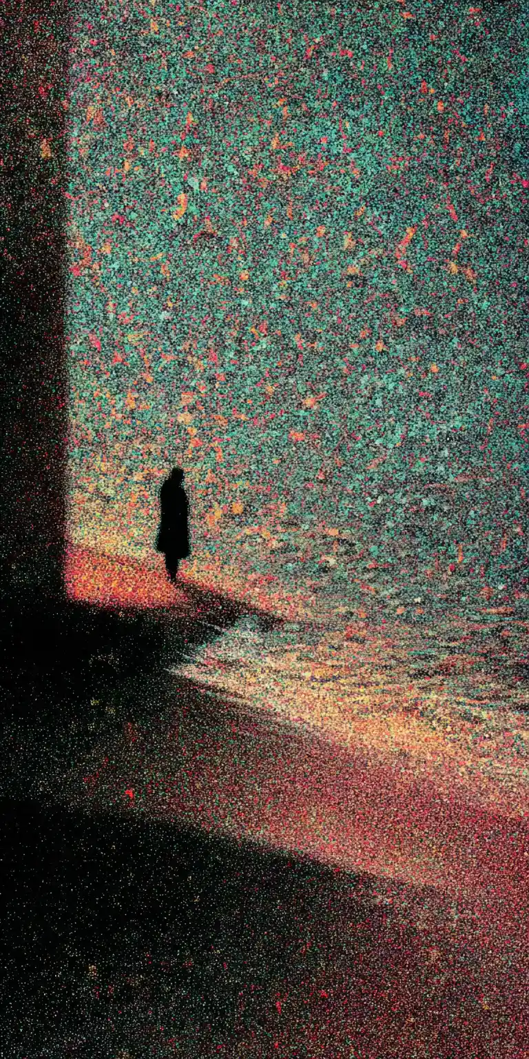 Dreamlike abstract memory on textured canvas background