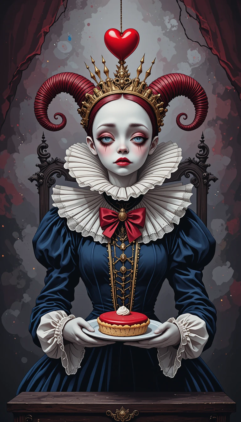 Ritratto Melanconico della Regina di Cuori in Stile Fantasy Gotico