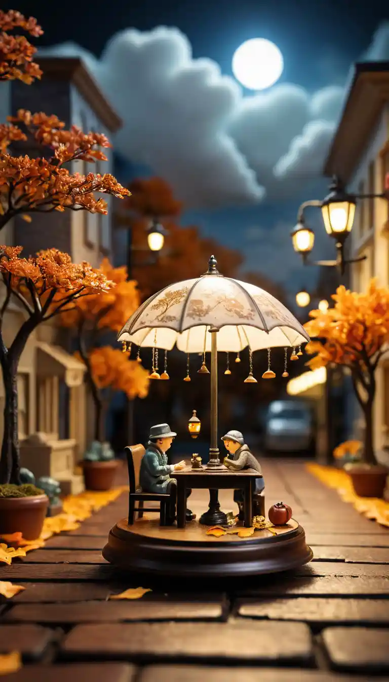Lámpara de escritorio antigua que ilumina un diminuto mundo futurista en miniatura