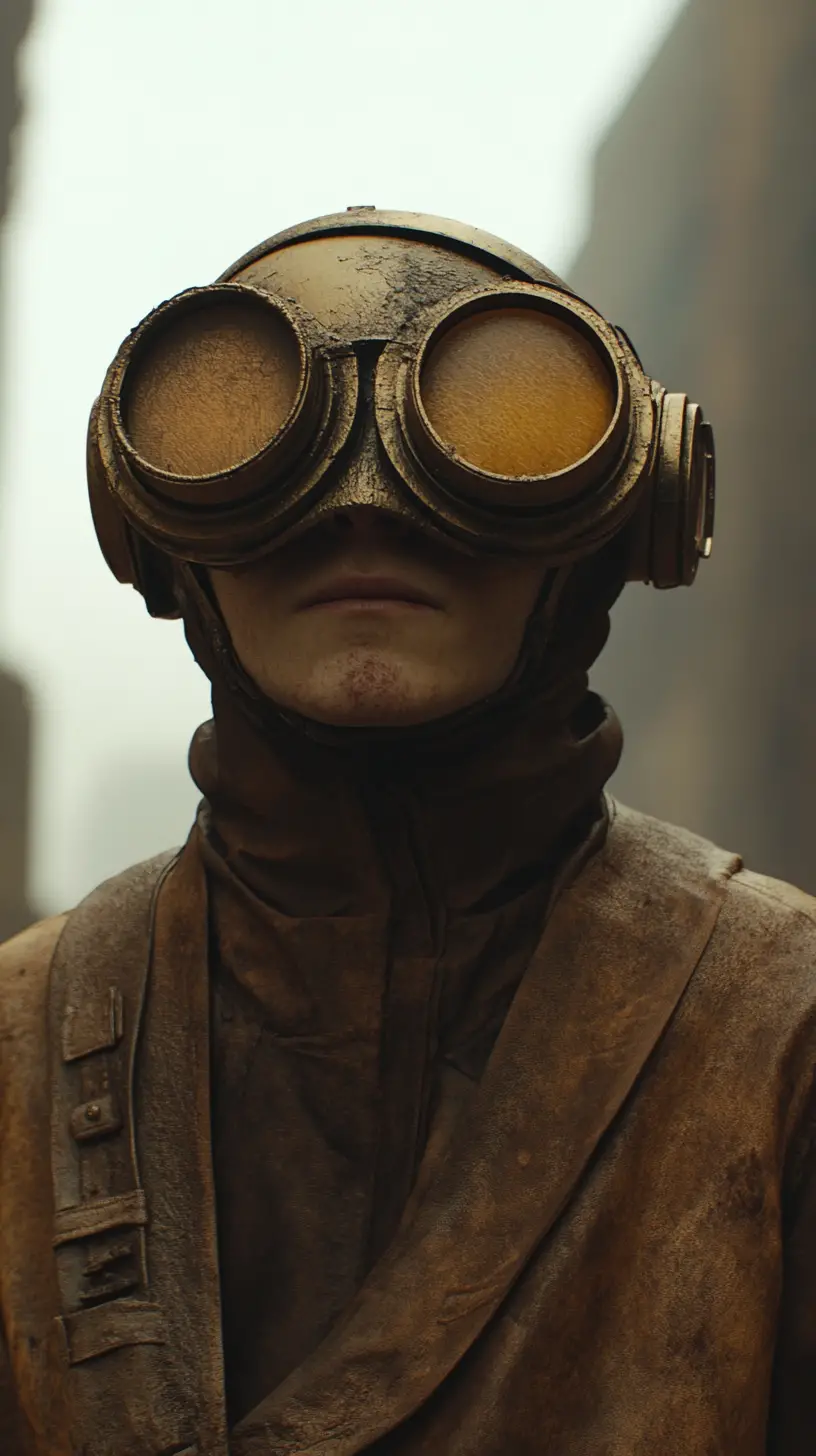 Sci fi woman in desert city with alien technology