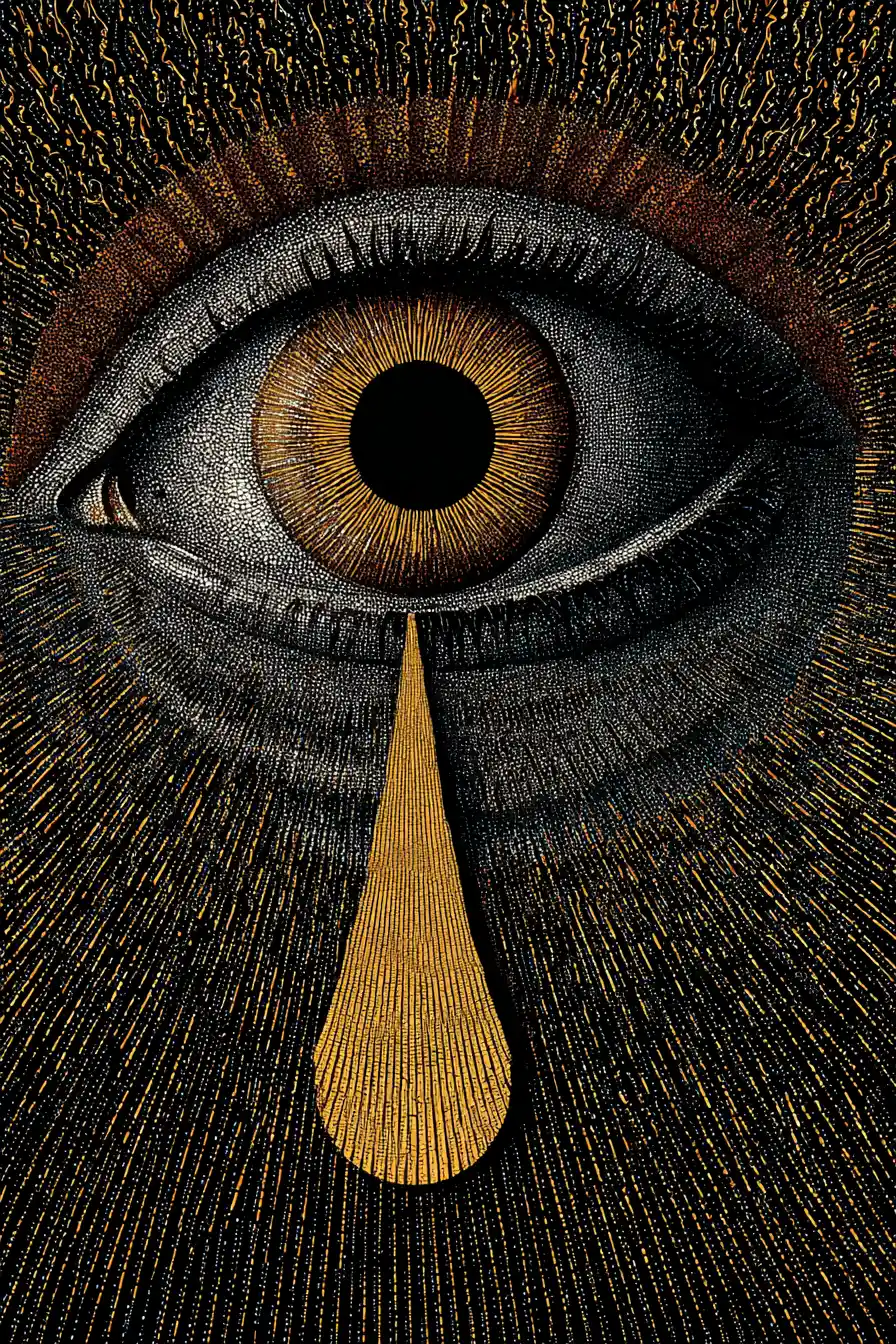 Minimalist anamorphic illusion with melancholic surreal emotion