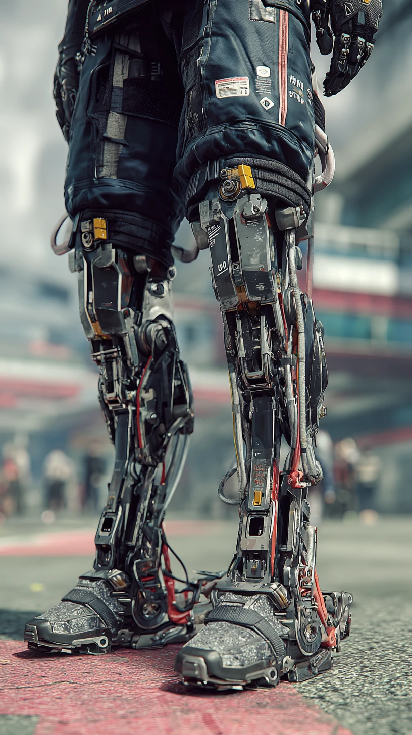 Cyberpunk warrior on futuristic Moscow city street