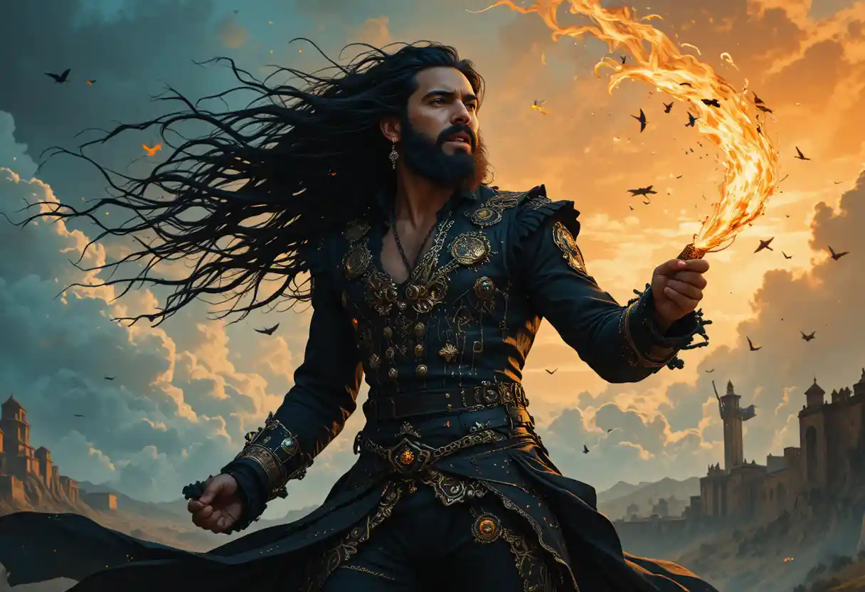 Bearded Andalusian man singing with intense passion