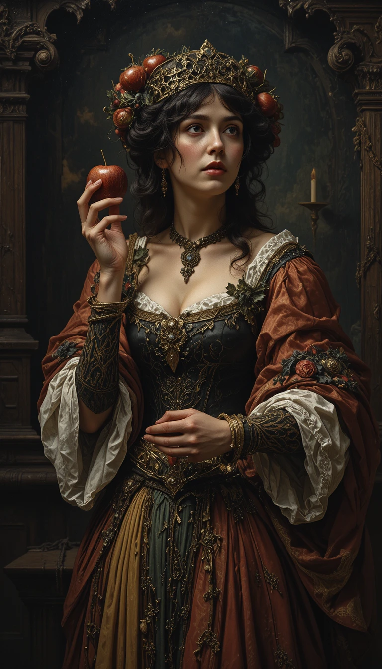 Dramatic baroque scene with the symbolic apple of discord