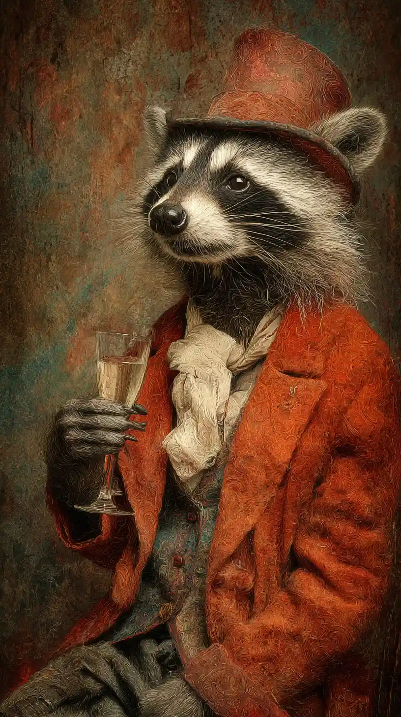 Raccoon Singing Happy Birthday In Elegant Party Outfit