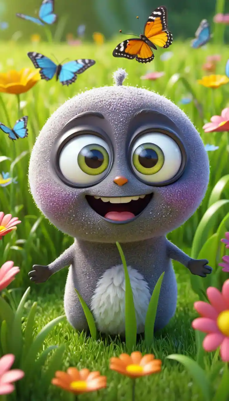 Adorables personajes 3D de semillas de chía estilo caricatura sobre césped verde