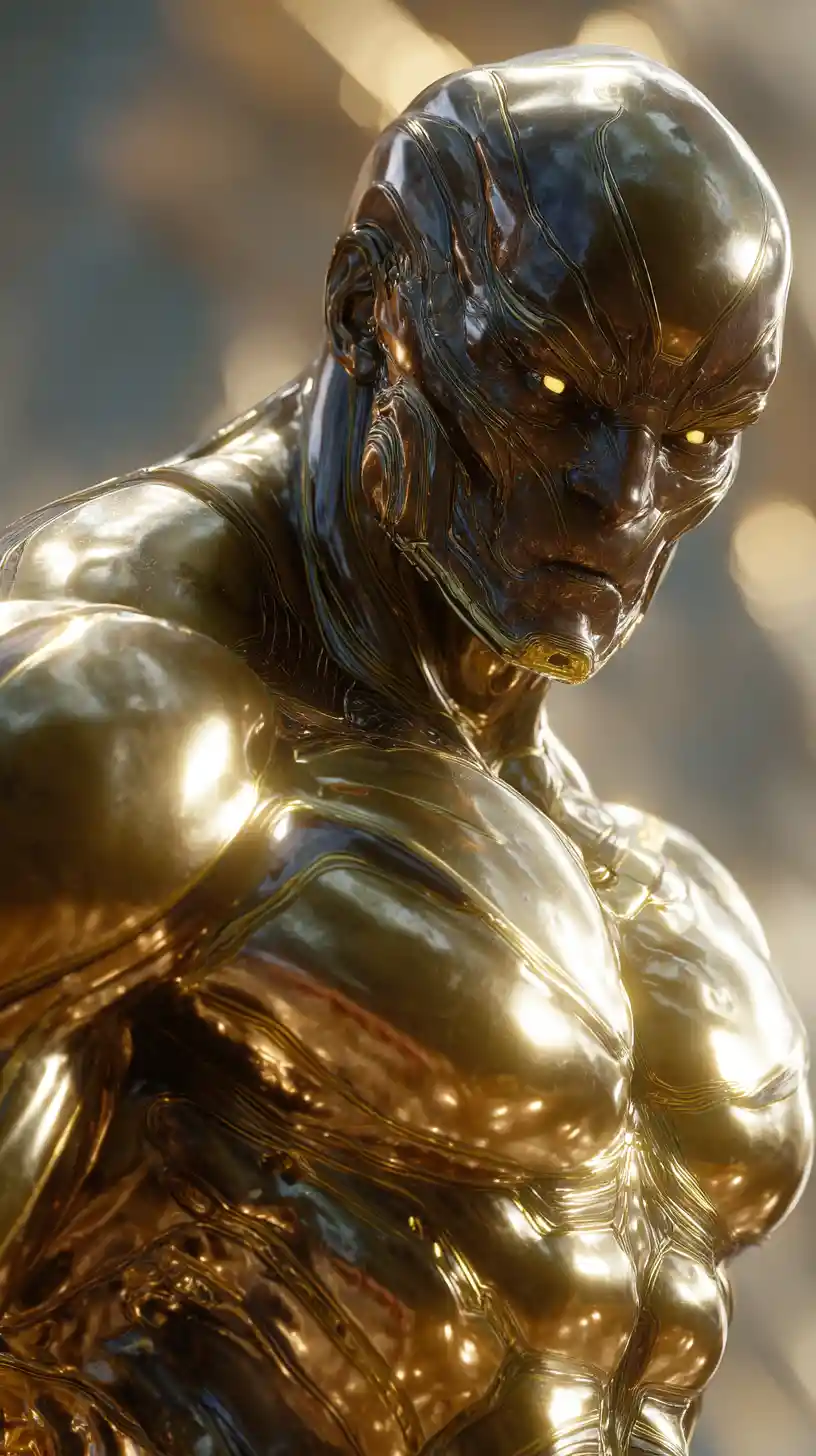 Muskulöse Sci-Fi-Kriegerin auf kristalliner Alienwelt