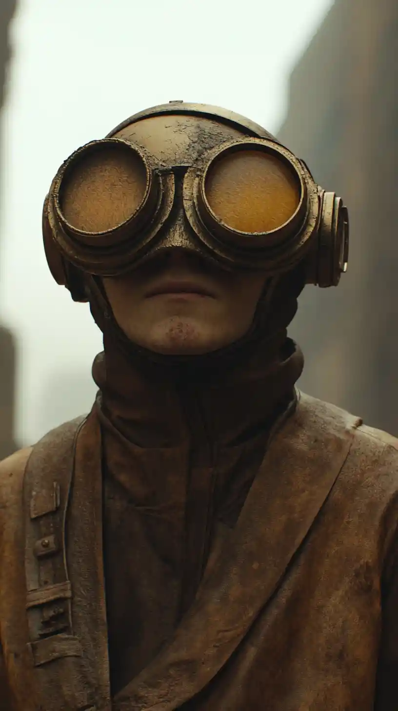 Sci fi woman in desert city with alien technology